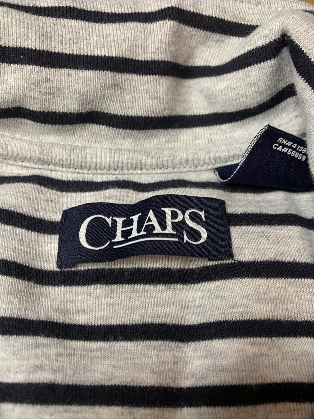 14. CHAPS Grey & Black Striped Quarter Zip Long Sleeve Pullover Size L - Picture 3 of 8